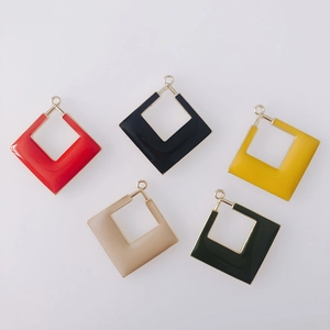 Breloques en Alliage d'Or Géométrique Creux Carré Émail pour Création de Bijoux DIY Boucle d'Oreille Collier Accessoires