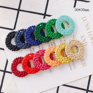 30x30mm woven circular DIY jewelry pendants in multiple colors for handcrafted accessories