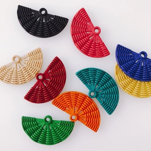 Pendentifs en Résine Forme d'Éventail Texture Tissée pour Création de Bijoux DIY Boucles d'Oreilles Collier Style Ethnique