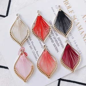 Ethnic style teardrop wire wrapped charms in six colors for DIY earring making