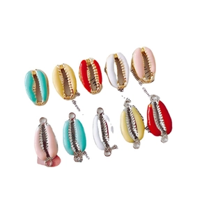 Colorful shell-shaped enamel charms with gold and silver plating for DIY jewelry making