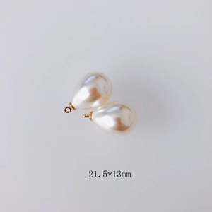 Pendenti a goccia di perla con anelli dorati per gioielli fai da te, 21,5x13 mm