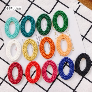 Ovale Acryl-Ohrring-Anhänger im Rattanstil in 13 Farben für DIY-Schmuck 44x30mm