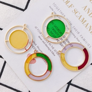 Colorful geometric round drop oil metal pendants for DIY earring and jewelry making