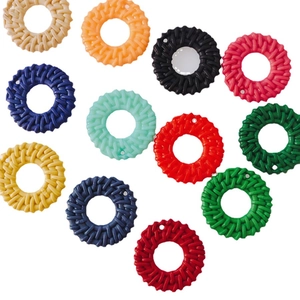 DIY wicker-style hollow round jewelry pendants in multiple colors for earrings