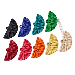 Pendentifs en résine colorée en forme d'éventail avec texture tissée pour bijoux DIY