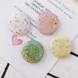 DIY round acrylic charms with gold leaf foil for earring jewelry making in four colors