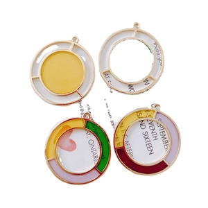 Colorful geometric circle charms in gold plated metal for DIY earring jewelry making