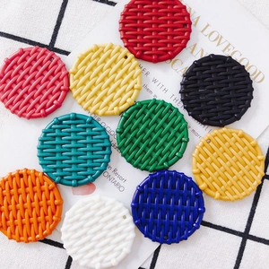Round resin pendant accessories with colorful faux woven texture for DIY jewelry making