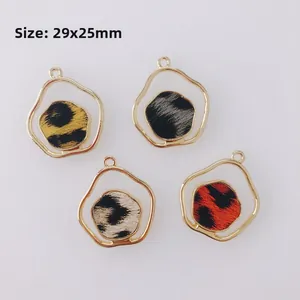 DIY Legierung Leopardenmuster Leder Geometrische Anhänger Für Ohrringe Halskette Gold Ausgehöhlt Unregelmäßiger Schmuck Bastelbedarf
