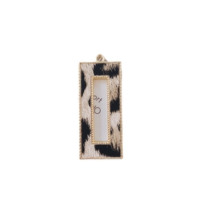 Leopard print leopard fabric pendant with gold alloy frame for jewelry making DIY