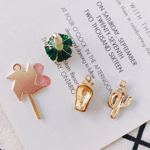 DIY jewelry charms set featuring alloy cactus, windmill, and slipper shapes with hanging rings