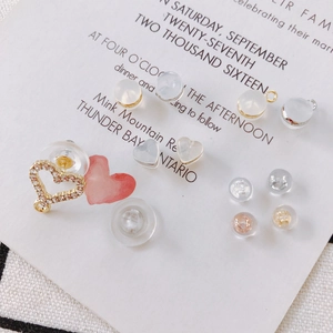 Set di chiusure per orecchini a cuore placcati oro 18k con silicone e strass brillanti
