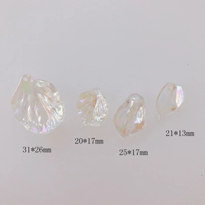 Iridescent acrylic flower petal charms for DIY jewelry making in various sizes