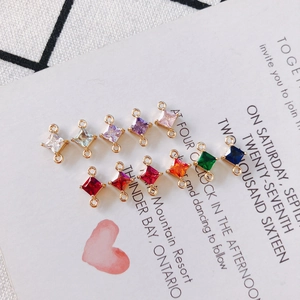 Quadratische Glasverbinder-Anhänger Kupfer Vergoldet Doppelschleifen-Strass-Anhänger Für Schmuckherstellung DIY-Bedarf