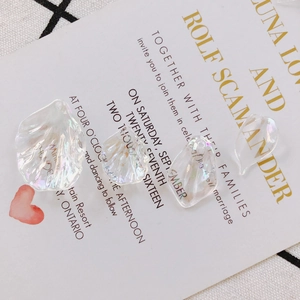 Iridescent Acrylic Resin Petal Shell Charms For Earrings Necklaces DIY Jewelry Making Artificial Pearl Luster Floral Pendants Findings