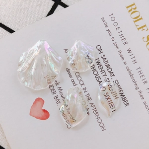 Iridescent acrylic flower petals and shell charms set for DIY jewelry making