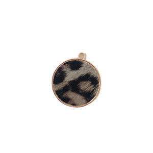 Pendentif rond en alliage doré avec cuir motif léopard pour la création de bijoux DIY