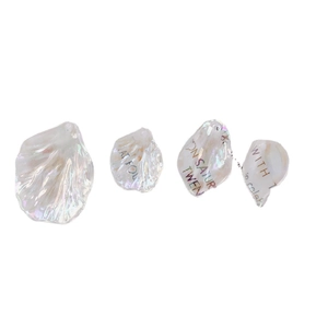 Iridescent acrylic flower petal charms with engraved text for DIY jewelry making