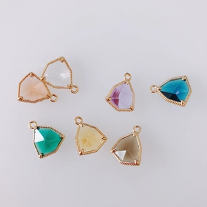Mini Triangolo Vetro Cristallo Ciondolo Charm Placcato Oro Rame Bordo Strass Connettore Per Fai Da Te Orecchino Collana Accessori