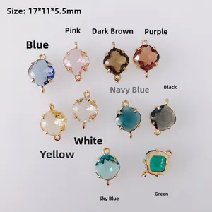 18k gold plated rhombus crystal pendants in 10 colors for DIY jewelry making 17x11mm