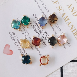 18k gold plated diamond-shaped crystal connector charms for DIY bracelets and necklaces