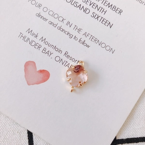 Close-up of pink faceted crystal diamond connector in 18k gold plating for DIY jewelry