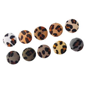 Set di 10 bottoni tondi in tessuto con stampa leopardata per accessori gioielli DIY
