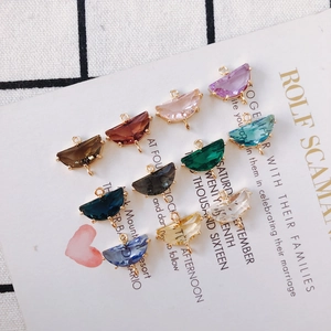 Componenti per Creazione Gioielli DIY Rame Placcato Oro Vetro Sfaccettato Strass Pendente a Ventaglio con Doppia Asola