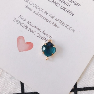 Deep blue square crystal connector in 18k gold plating for DIY jewelry making