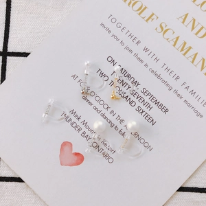 DIY transparent resin spring ear clips with pearls and gold-plated non-piercing parts