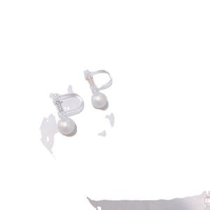 Minimalist transparent resin spring ear clips with white pearls for non-pierced ears