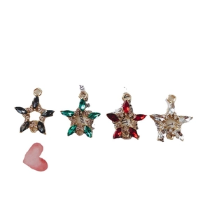 DIY colorful crystal flower charms with gold alloy star shape and double loops