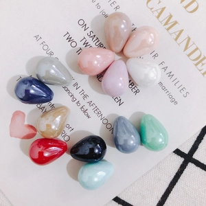 Glossy colorful teardrop-shaped faux pearl pendants for DIY jewelry and necklaces