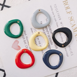 Alloy Enamel Irregular Hollow Circle Pendants Fashion DIY Jewelry Making Earring Necklace Accessories Glossy Finish Charms