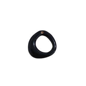 Minimalist black enamel irregular ring charm with gold eyelet for DIY jewelry making