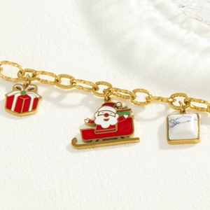 Elegante Weihnachtskette mit Weihnachtsmann, Geschenkbox und Marmor-Anhänger