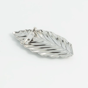 Minimalist silver leaf brooch with realistic texture and back safety pin closure
