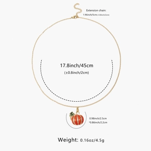 Guide des tailles détaillé pour le collier citrouille orange avec chaîne de 45cm et extension