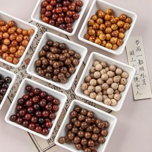 Detailed macro shot of 10mm assorted natural wooden beads for DIY jewelry making