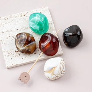 Irregular marbled resin beads in multiple colors for DIY jewelry making and crafts