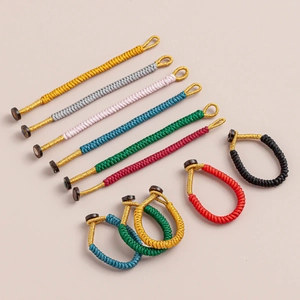 Handwoven Diamond Knot Rope Ring Buckle DIY Keychain Pendant Accessory Ethnic Style Handcrafted Cord Jewelry Crafting Decoration
