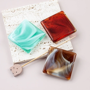 Square faux marble resin beads with large holes for DIY accessories and swimwear decor