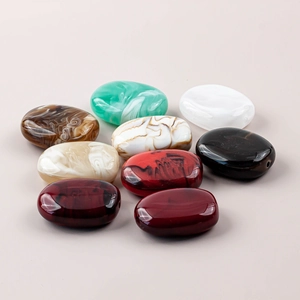 Perles ovales en résine marbrée avec de grands trous pour bijoux DIY et décor
