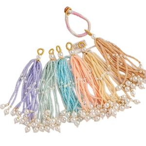 Pendentifs à pompons en perles de cristal colorées avec fausses perles pour accessoires DIY