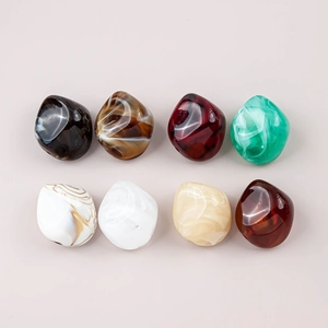 Irregular Resin Beads With Large Hole Marbled Texture DIY Jewelry Making Accessories Artistic Focal Beads For Crafts Women
