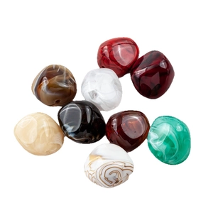 Colorful irregular resin beads with marble texture and large holes for DIY jewelry