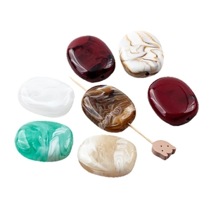 Perles ovales en résine texture marbre avec grands trous pour bijoux DIY et accessoires
