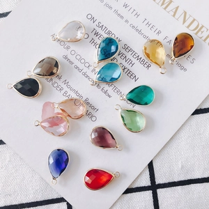Faceted crystal waterdrop pendants with gold metal frames for DIY jewelry crafts