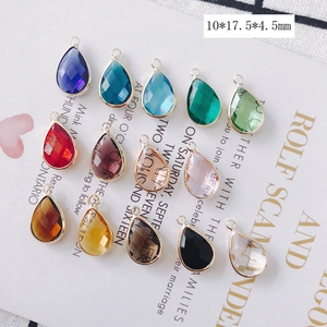 Water drop faceted glass pendants with alloy bezel for DIY necklace jewelry making